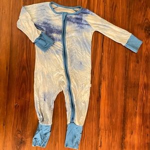 Little Sleepies Bamboo Pajamas Blue Watercolors Zippy